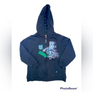 The Simpsons Bart Skateboard Zipper Hoodie Sweater Size M Youth